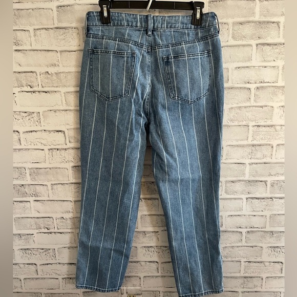 Women’s PacSun medium wash white stripe 100% cotton mom jeans 28 - Picture 2 of 5